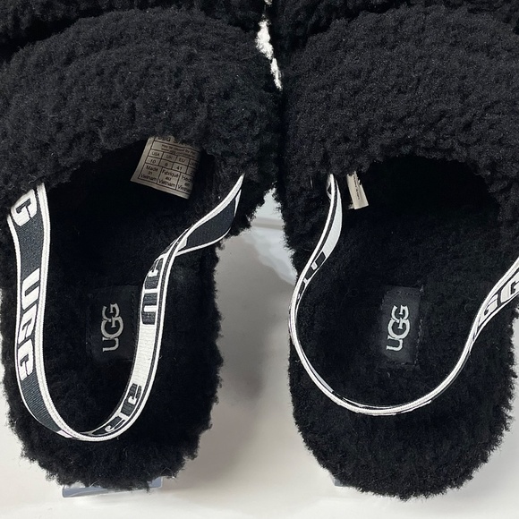 UGG Oh Fluffita Platform Slingback Slippers Black Sheepskin Size 10 - Picture 10 of 12